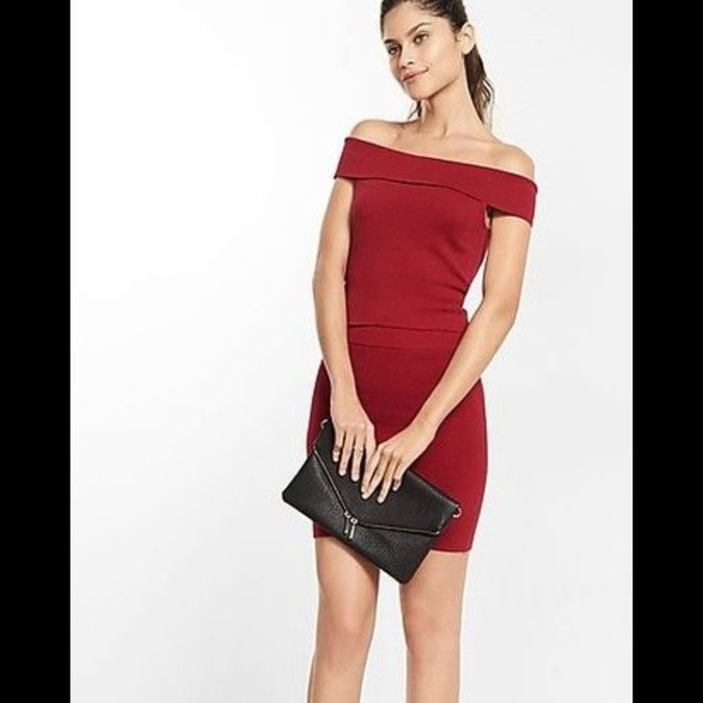 Express Off The Shoulder Ribbed Cropped Sweater L - Picture 1 of 1